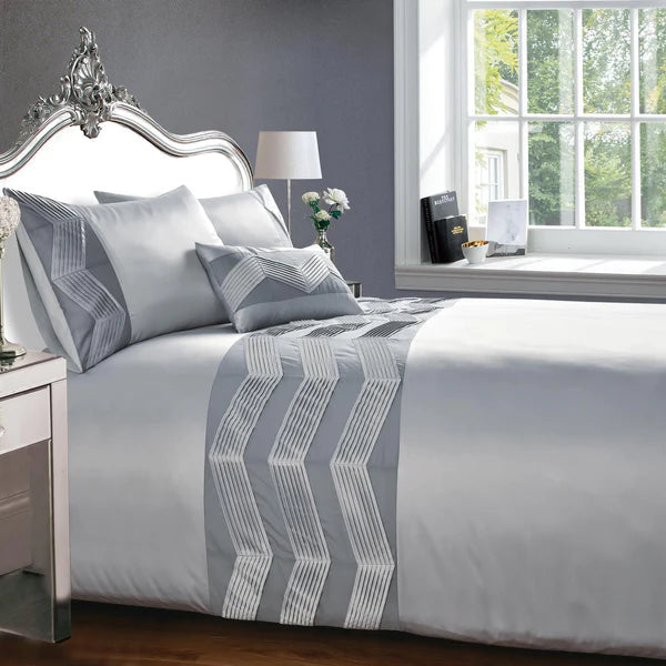 Serenity Grey Pleated 6Pcs quilt cover set by Nylsa